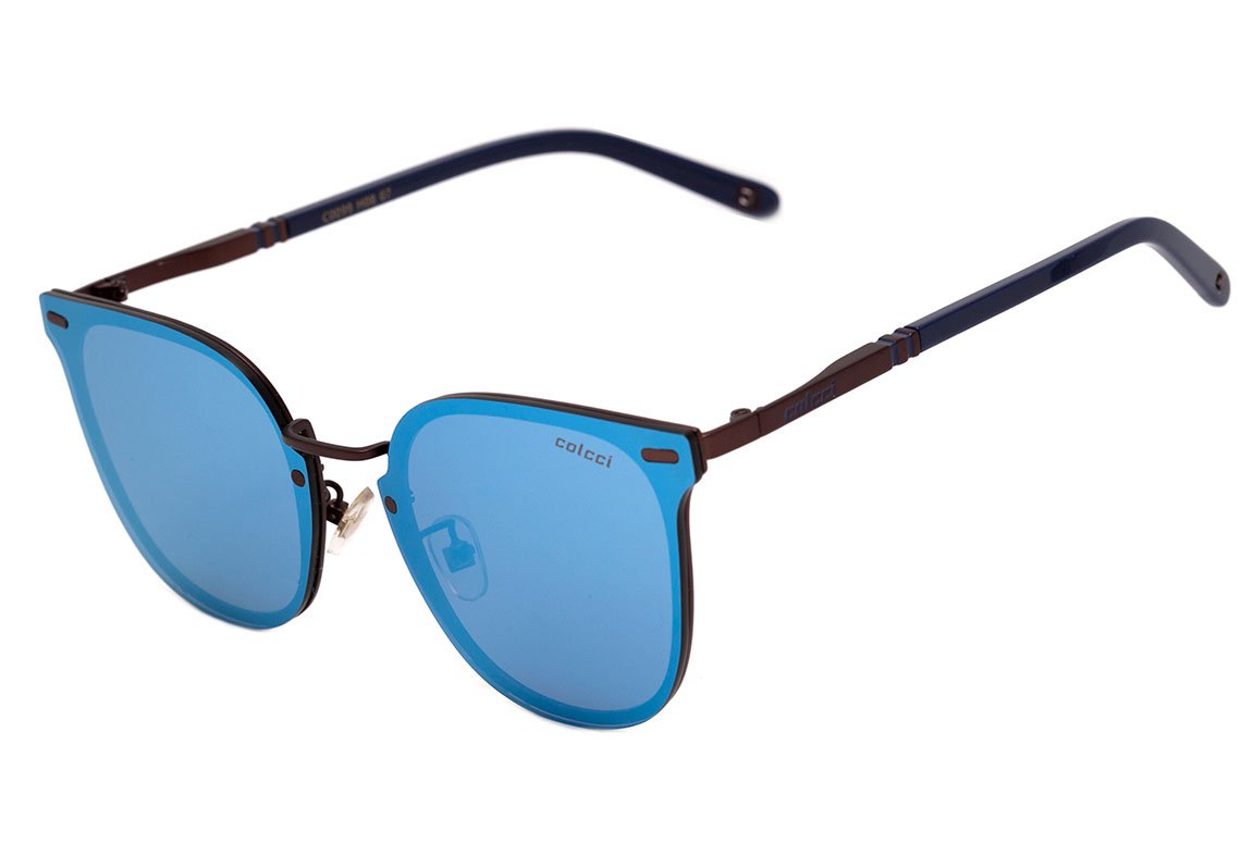 Óculos de Sol Colcci C0099 Marrom Fosco E Azul Brilho/ Azul Espelhado
