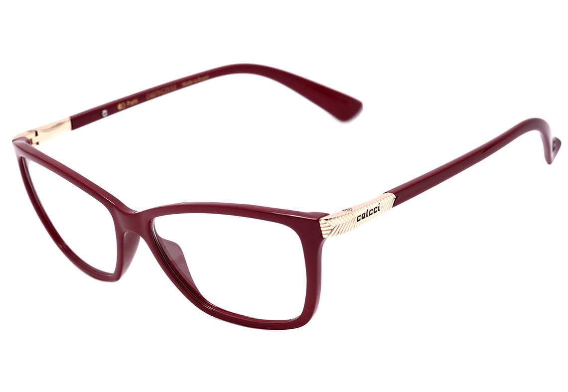 Óculos de Grau Colcci Patti Vinho e Dourado Brilho - Lente 5,3 cm