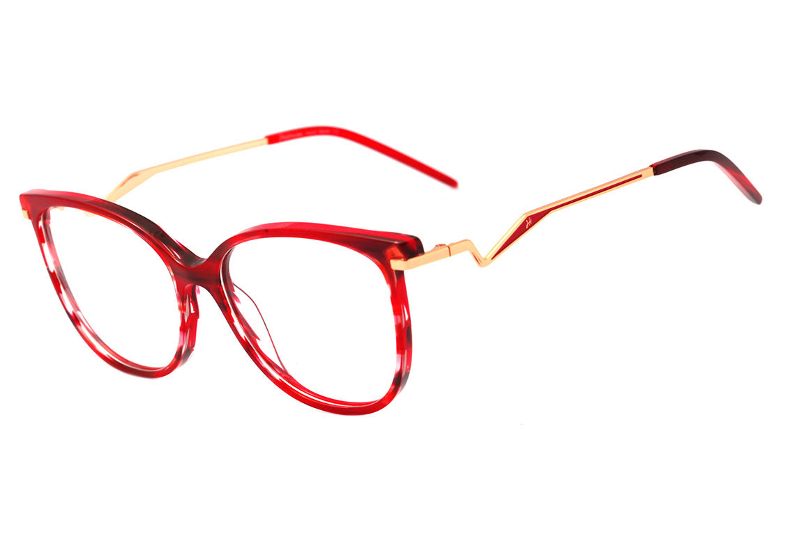 Hickmann Teen HI 6097 Y E01 Vermelho Mesclado e Dourado Brilho - Lente 5,1 cm  - Grau
