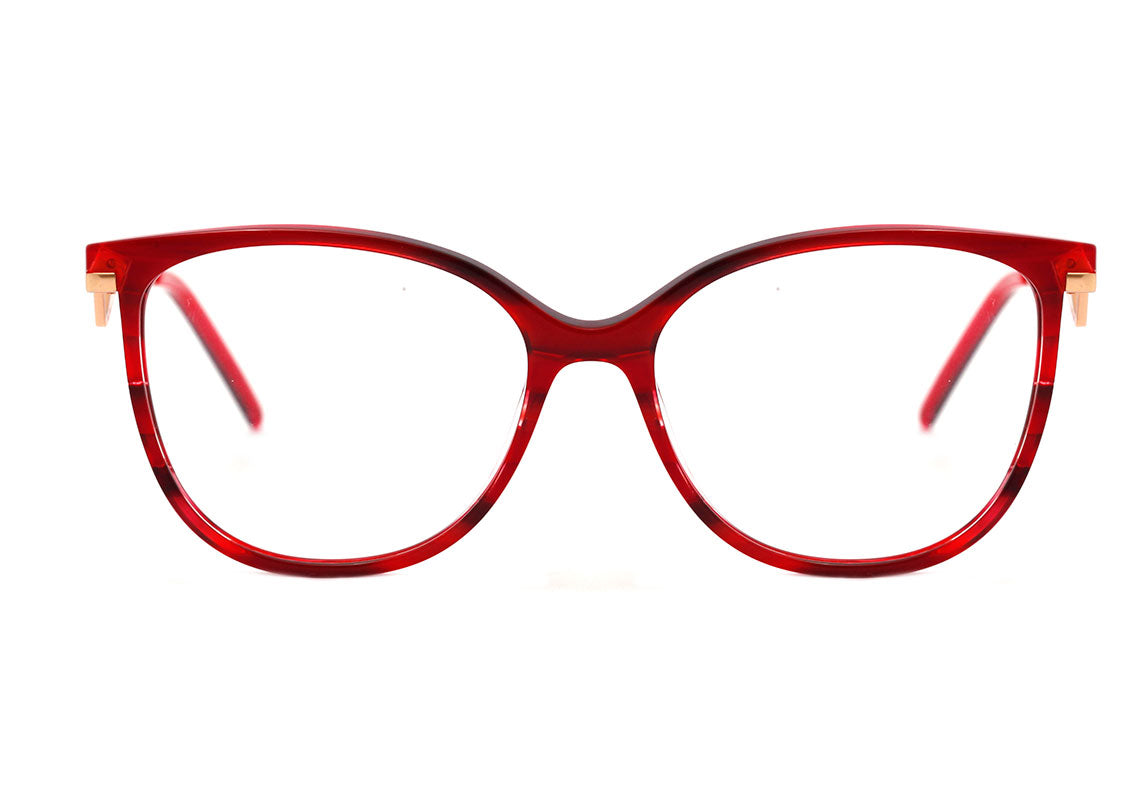 Hickmann Teen HI 6097 Y E01 Vermelho Mesclado e Dourado Brilho - Lente 5,1 cm  - Grau