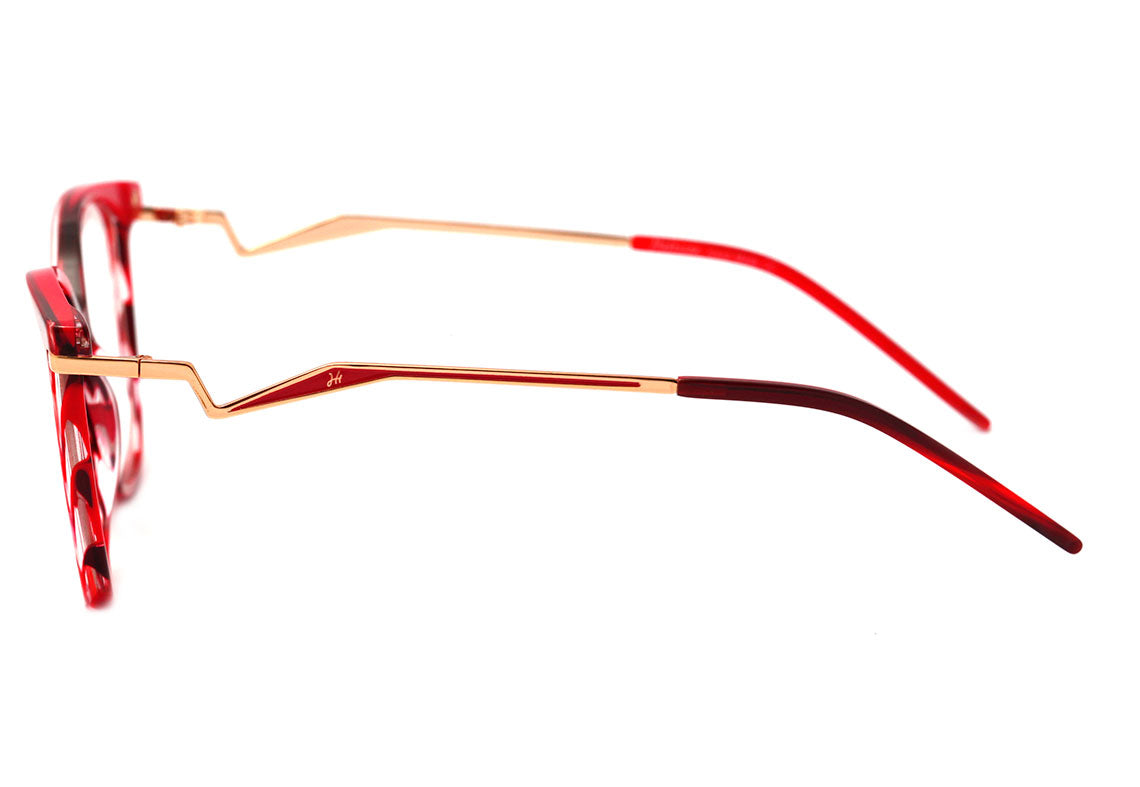 Hickmann Teen HI 6097 Y E01 Vermelho Mesclado e Dourado Brilho - Lente 5,1 cm  - Grau