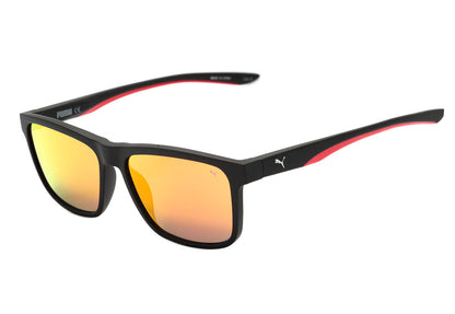 Puma PU0193S 005 Preto e Vermelho Fosco / Vermelho Espelhado - Lente 5,7 cm