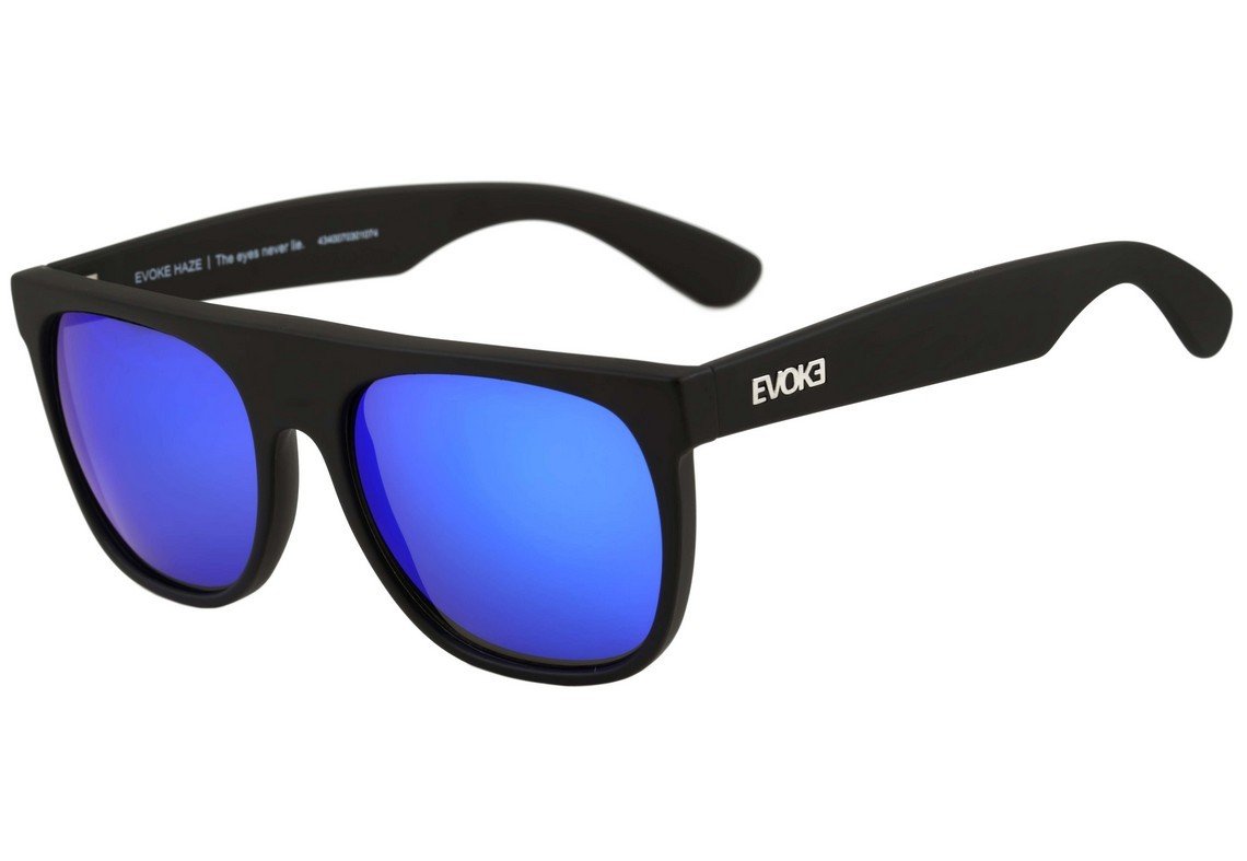 Óculos de Sol Evoke Haze BR02 Matte Black / Blue Espelhado Unico - Lente 5,6 cm