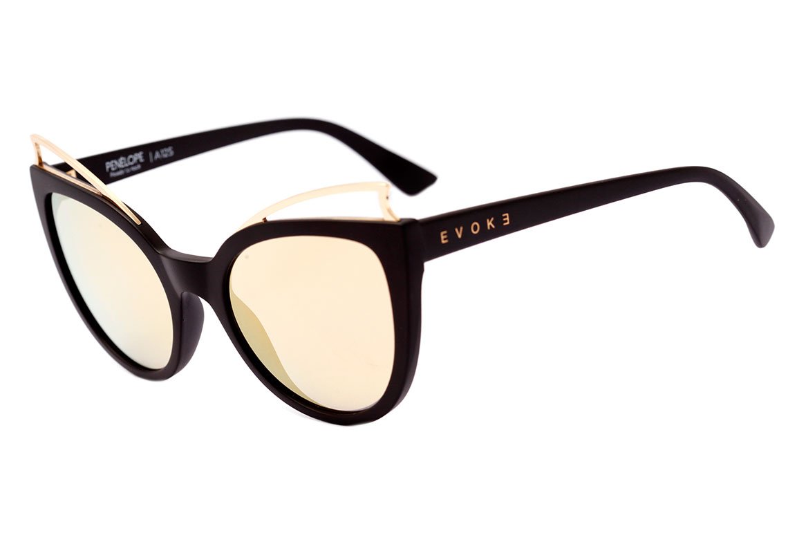 Óculos de Sol Evoke Penelope A12S Black Matte Gold / Champagne Flash Mirror Unico - Lente 5,6 cm