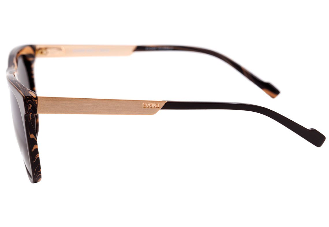 Óculos de Sol Evoke Volt 01 H01S Wood Brown Gold / G15 Green - Lente 5,5 cm