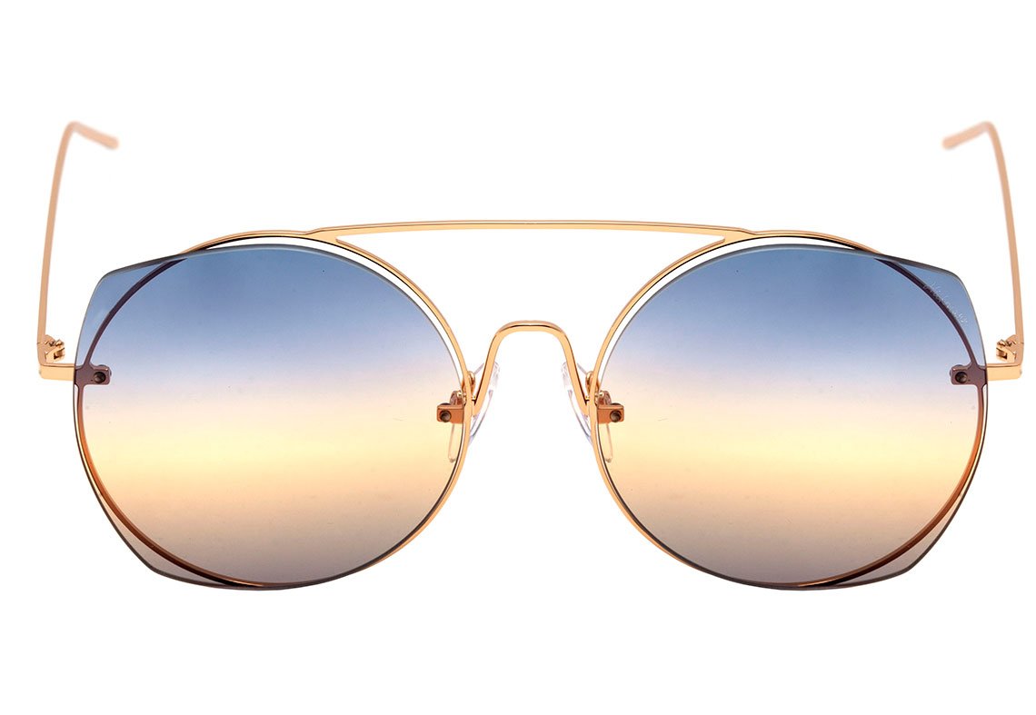Hickmann Hi 3067 04B Dourado Brilho/ Azul Degradê 56 mm  - Sol