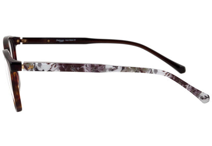 Óculos de Grau Hickmann Hi 6038 G21 Marrom Mesclado E Estampado Floral Brilho - 54 mm