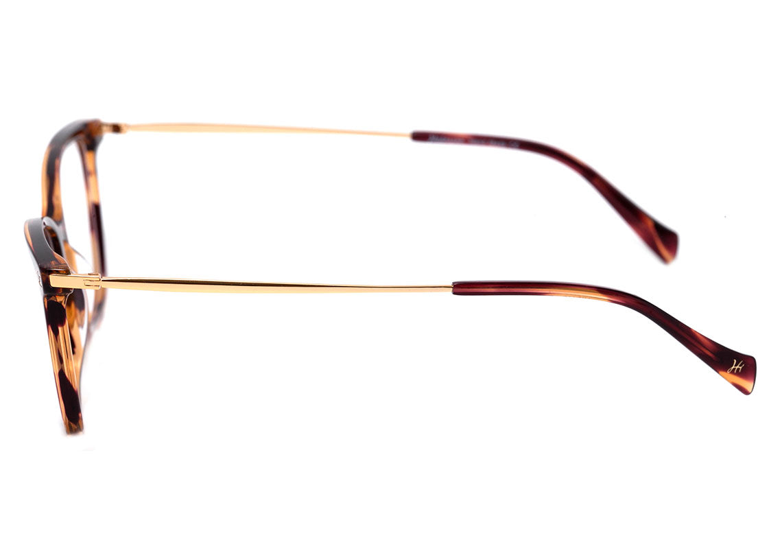 Hickmann Hi 6113 E01 Marrom Mesclado E Dourado Brilho Lente 5,4 Cm  - Grau