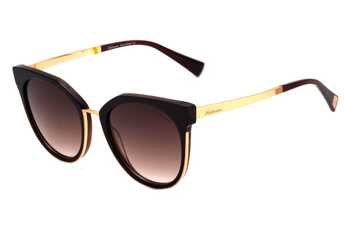 Óculos de Sol Hickmann HI 9078 G21 Marrom Mesclado Brilho / Dourado Espelhado Degradê - 54 mm E01 Marrom Brilho/ Marrom Degradê 54 mm
