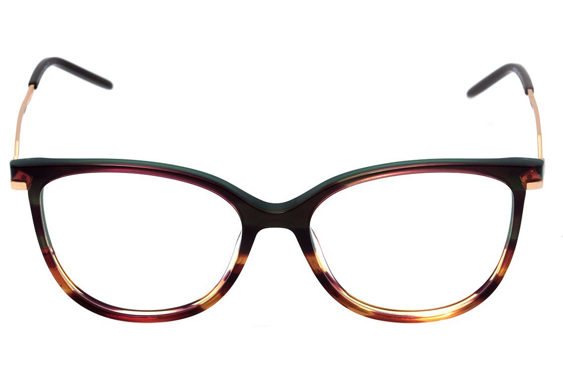 Óculos de Grau Hickmann Hi 6097 C03 Marrom E Verde Mesclado - 53 mm
