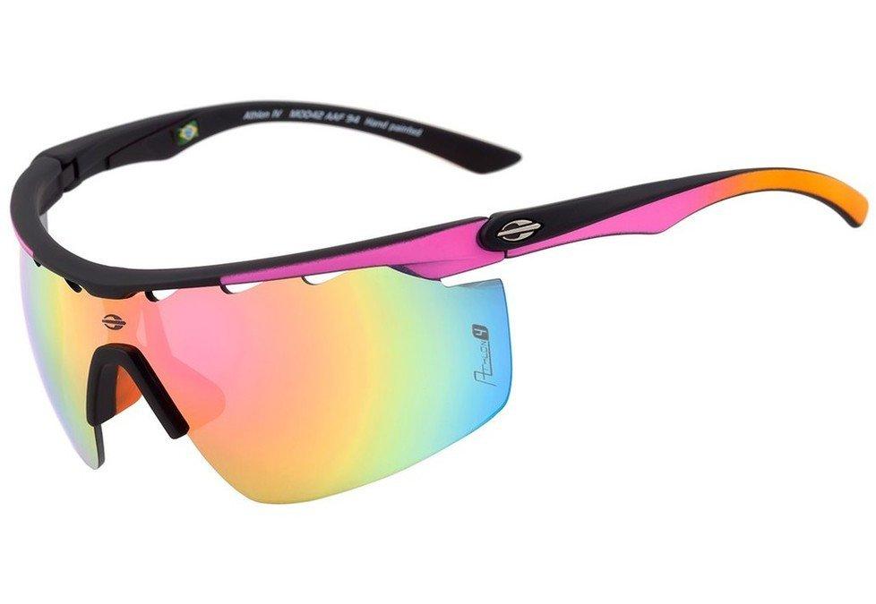 Mormaii Athlon IV Preto e Rosa Fosco / Rosa e Amarelo Espelhado - Lente 16,8 cm  - Sol