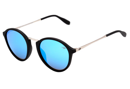 Óculos de Sol Mormaii Cali Preto Fosco / Azul Espelhado Unico - Lente 5,0 cm