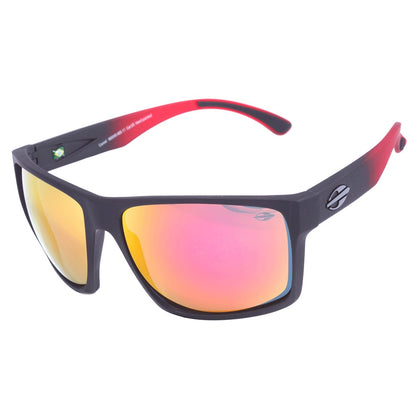 Mormaii Carmel Preto Fosco/ Vermelho e Amarelo Espelhado - Lente 6,4 cm  - Sol