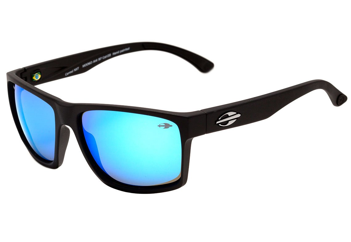 Mormaii Carmel NXT Infantil Preto Fosco / Azul Espelhado Polarizado Unico - Lente 5,7 cm  - Sol