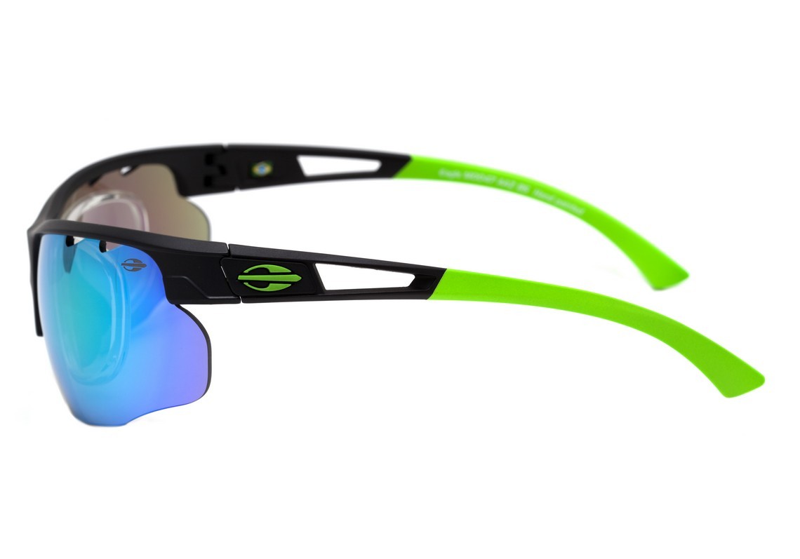 Óculos de Sol Mormaii Eagle Clip On Preto e Verde Fosco / Verde Espelhado - Lente 6,5 cm