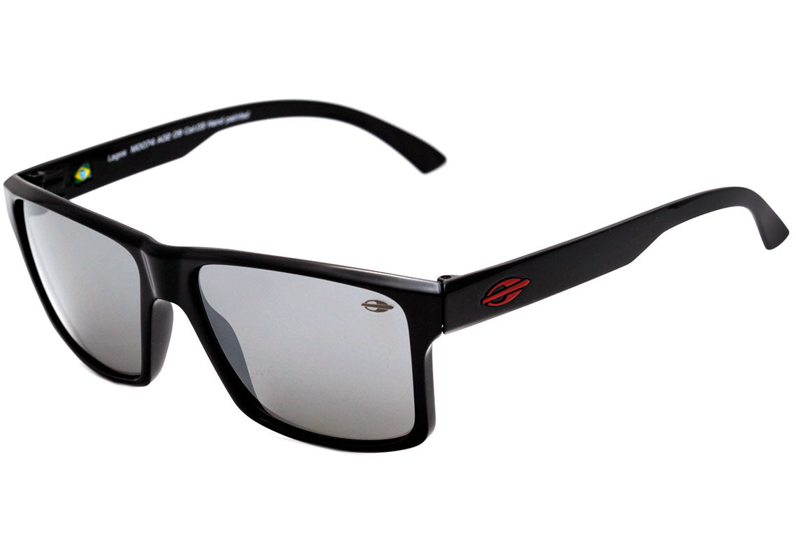 Óculos de Sol Mormaii Lagos Preto Brilho / Preto Espelhado Unico - Lente 5,2 cm
