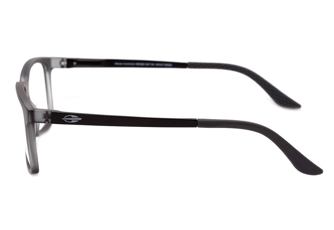 Óculos de Grau Mormaii Manila Aluminium Cinza Translúcido E Preto Fosco Lente 5,4 Cm
