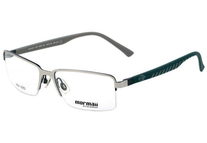 Óculos de Grau Mormaii Mo 1120  Prata Brilho E Verde Fosco - Lente 5,3 Cm