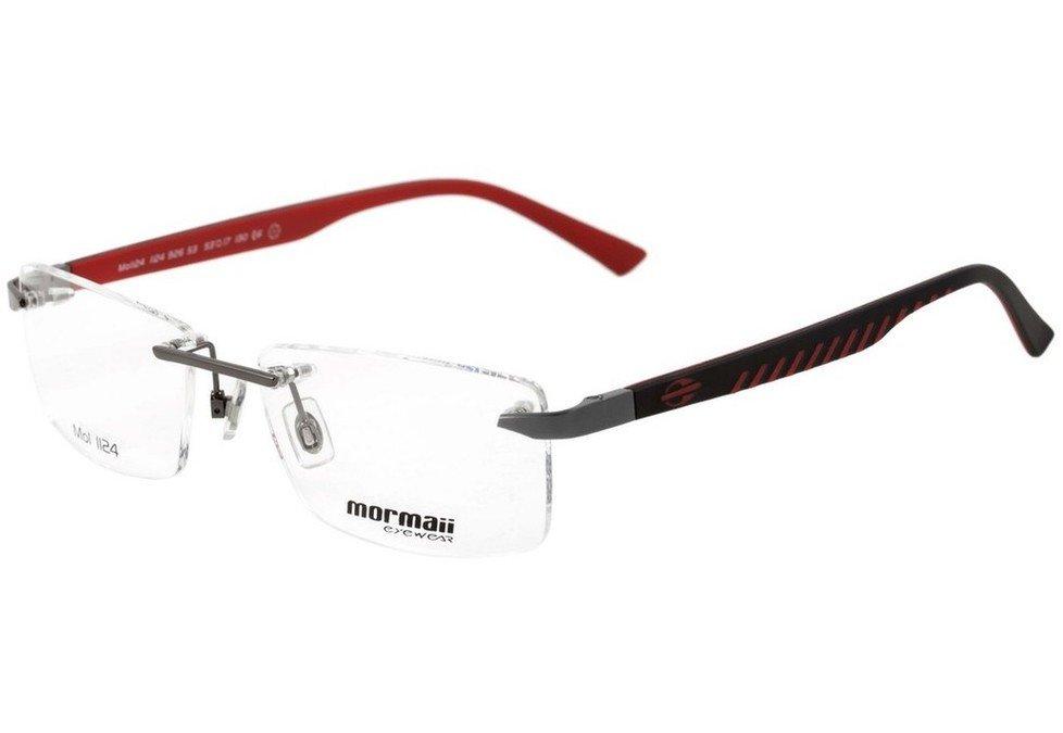 Óculos de Grau Mormaii Mo 1124 Cinza Brilho Preto E Vermelho Fosco - Lente 5,3 Cm