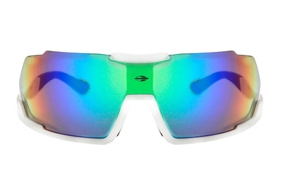 Óculos de Sol Mormaii Predator Branco Brilho E Azul Fosco/ Verde Espelhado Unico
