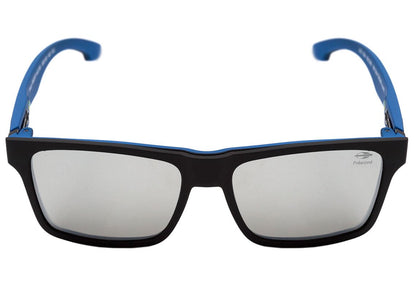 Óculos de Grau Mormaii Swap Clip On Azul E Preto Fosco/ Preto Polarizado/ Prata Espelhado Polarizado Lente 5,6 Cm