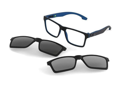 Óculos de Grau Mormaii Swap Clip On Azul E Preto Fosco/ Preto Polarizado/ Prata Espelhado Polarizado Lente 5,6 Cm