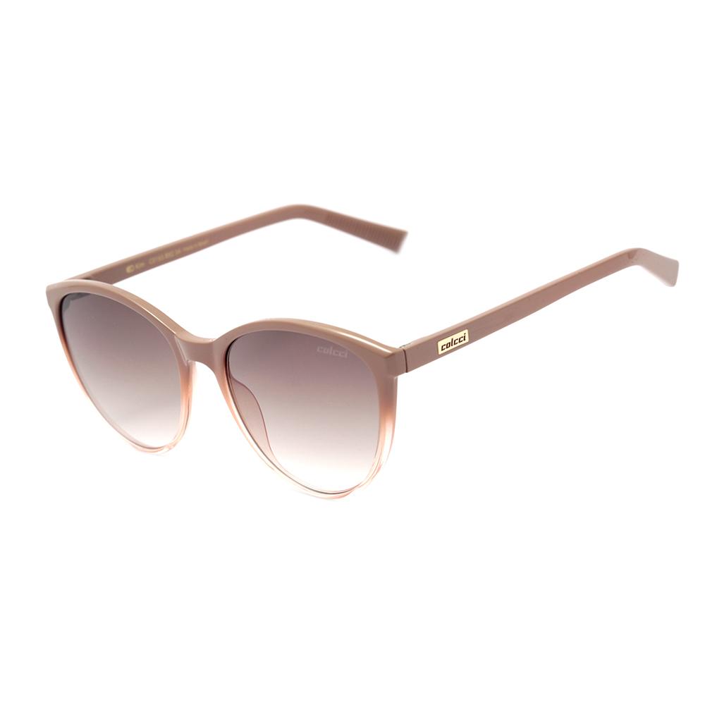 Colcci Kim Nude Translúcido e Dourado Brilho / Marrom Degradê Unico - Lente 5,5 cm