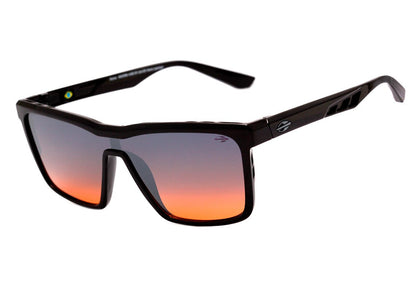 Óculos de Sol Mormaii Roma Preto Brilho / Azul e Laranja Degradê Espelhado Unico - Lente 13,0 cm