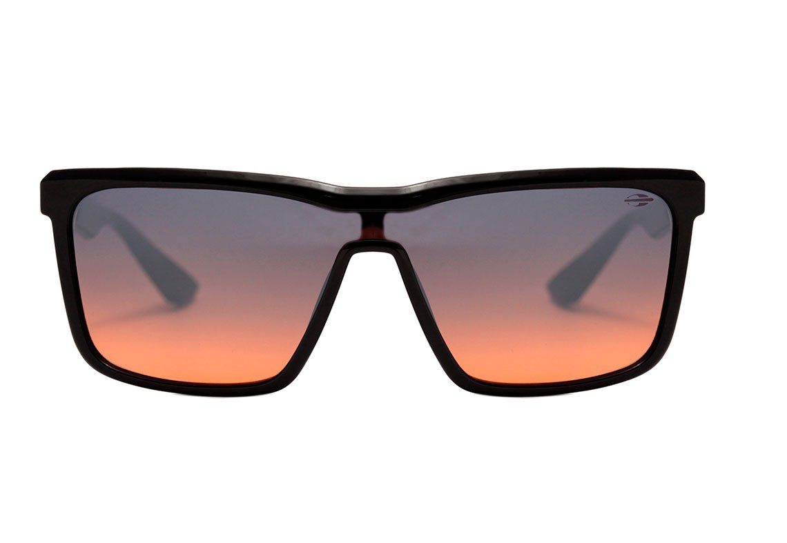 Óculos de Sol Mormaii Roma Preto Brilho / Azul e Laranja Degradê Espelhado Unico - Lente 13,0 cm