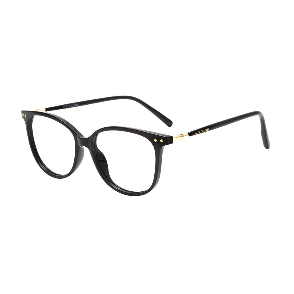 Atitude AT7127 A01 Preto e Dourado Brilho - Lente 5,3 cm  - Grau