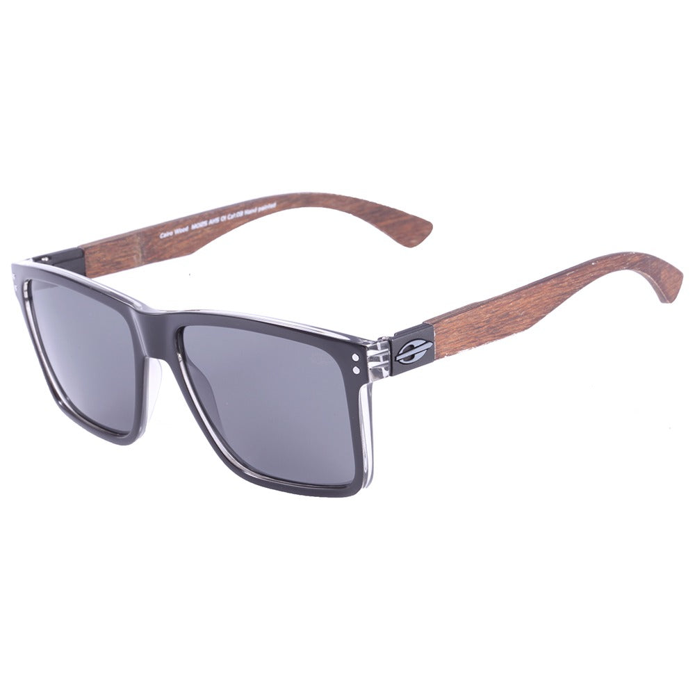 Mormaii Cairo Wood Preto Brilho/ Cinza  - Lente 5,5cm