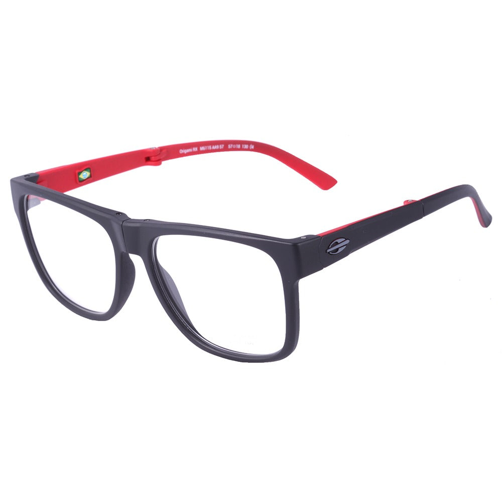 Dobrável Mormaii Origami  Preto  Vermelho Fosco- Lente 5,7cm