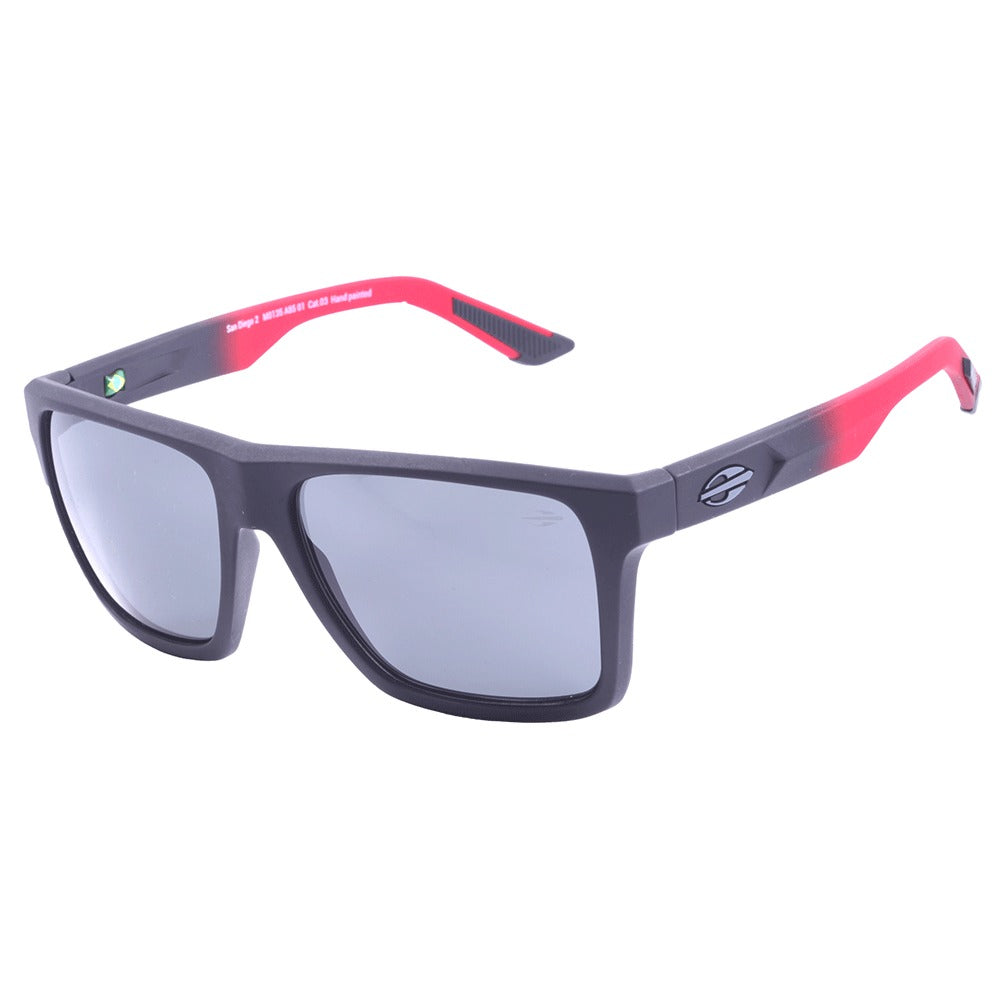 Mormaii San Diego 2  Preto e Vermelho Fosco/ Preto - Lente 5,6 cm  - Sol