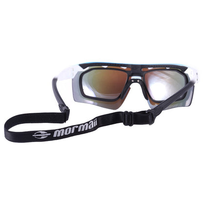 Óculos para Beach Tenis Mormaii Clip On Smash 2 Azul e Branco Fosco/ Azul Espelhado/  Transparente - 150 mm  - Sol