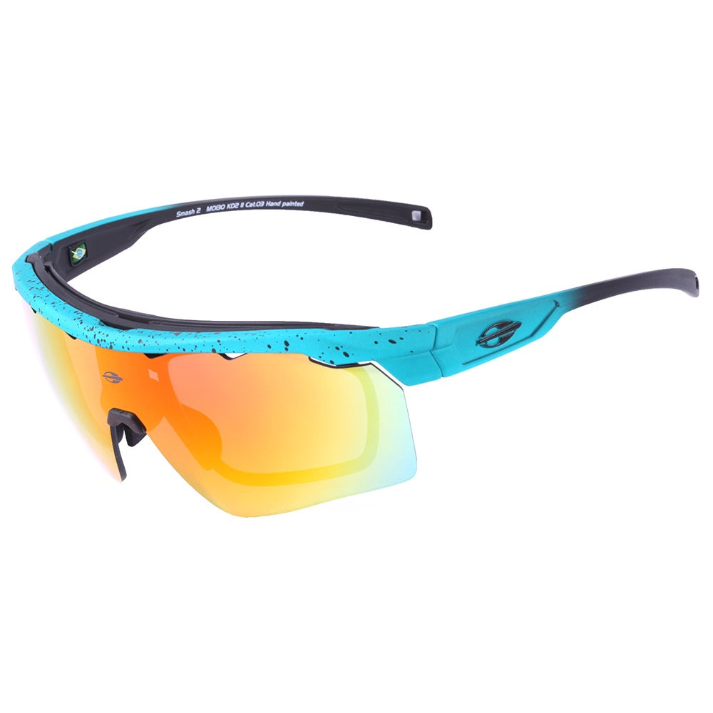 Óculos para Beach Tenis Mormaii Clip On Smash 2 Verde e Preto Fosco/ Vermelho Espelhado/  Amarelo - Lente 15,0 cm