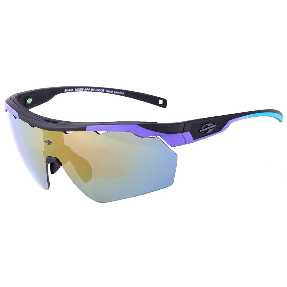 Óculos para Beach Tenis Mormaii Smash Roxo e Preto Fosco/ Amarelo Espelhado - 150 mm