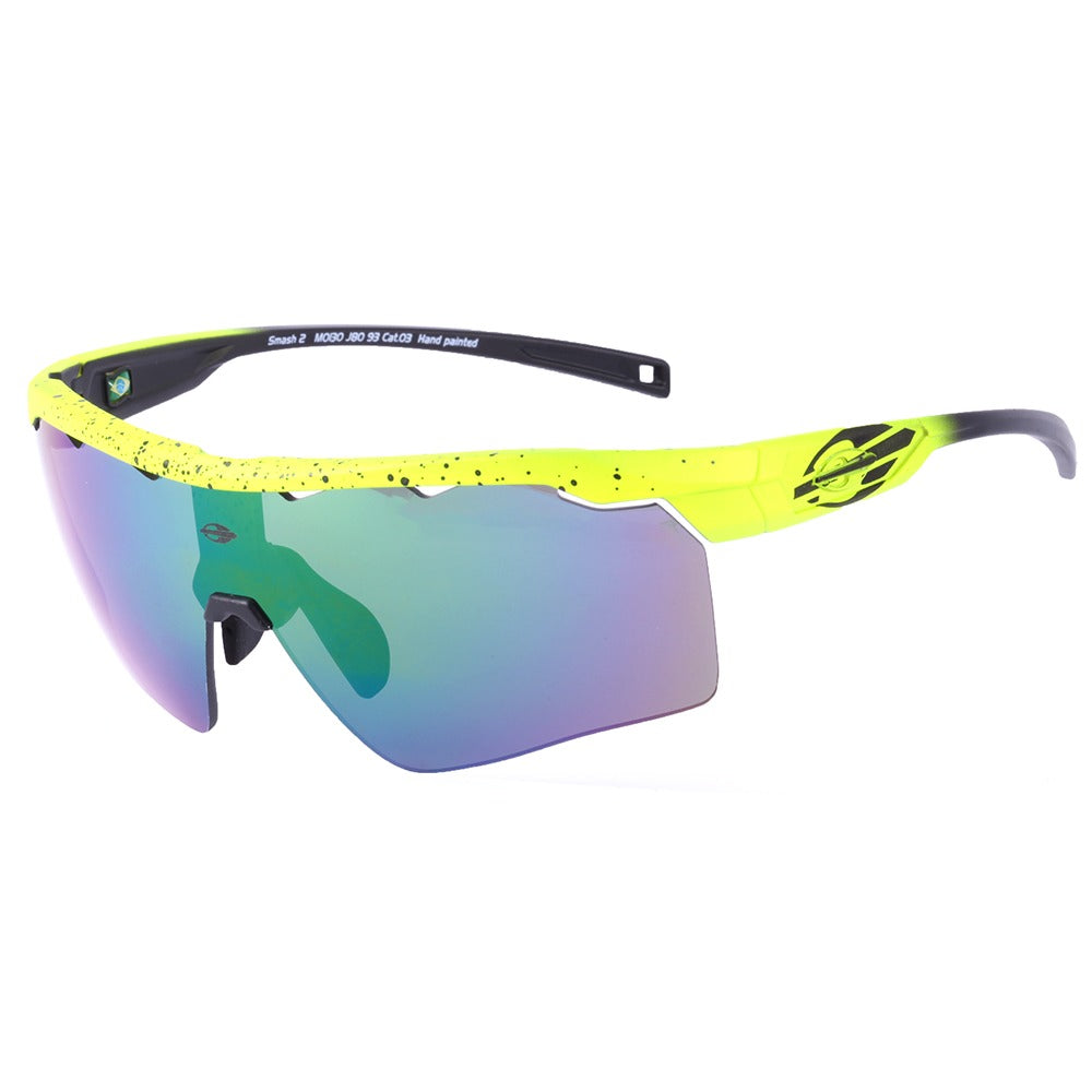 Óculos para Beach Tenis Mormaii Clip On Smash 2 Verde e Preto Fosco/ Verde Espelhado/  Transparente  - Lente 15,0 cm