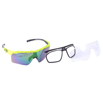 Óculos para Beach Tenis Mormaii Clip On Smash 2 Verde e Preto Fosco/ Verde Espelhado/  Transparente  - Lente 15,0 cm