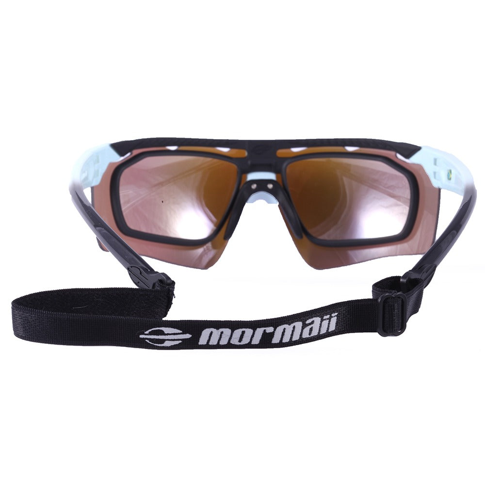 para Beach Tenis Mormaii Clip On Smash 2 Branco e Preto Brilho/ Roxo Espelhado/ Transparente - Lente 15,0 cm