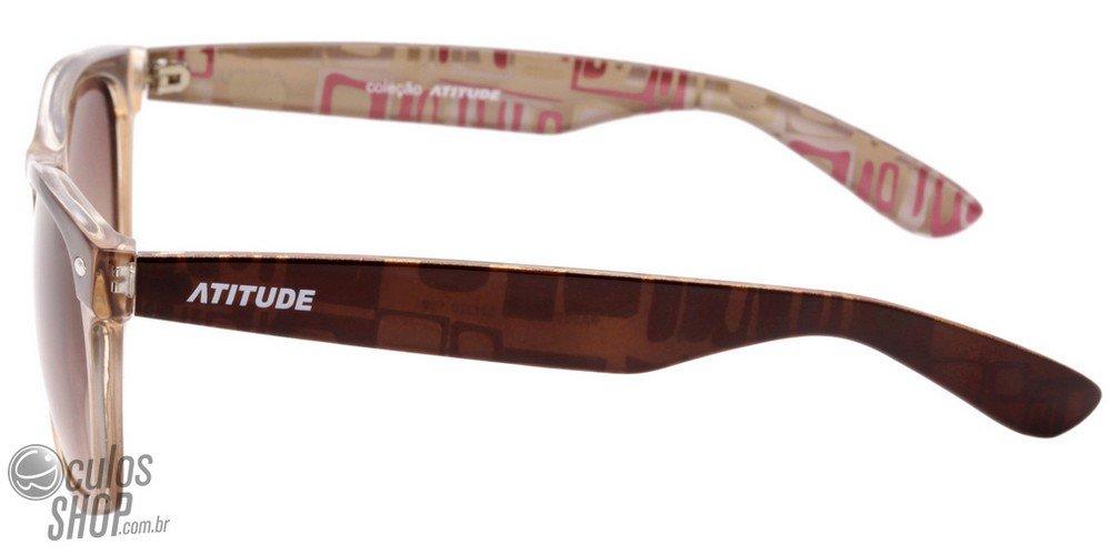 Óculos de Sol Pânico Atitude Pa 5001 H01A Marrom E Transparente/ Marrom Degradê - Lente 5,2 Cm