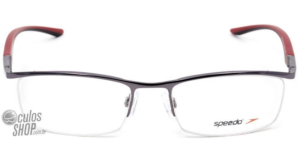 Óculos de Grau Speedo Sp 1255 02D Cinza Brilho Vermelho E Preto Fosco - 54 mm