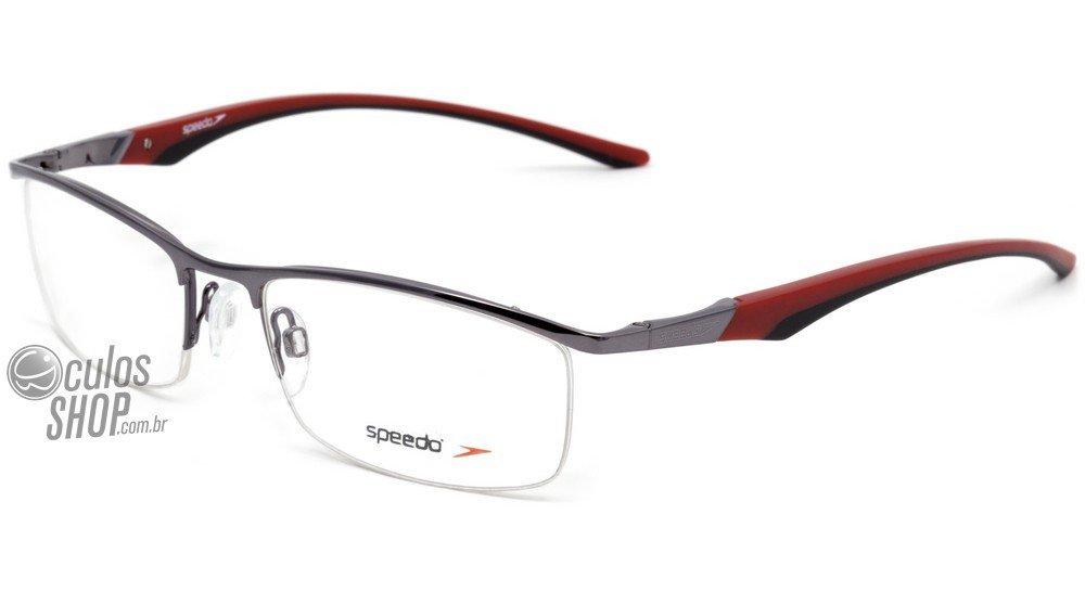 Óculos de Grau Speedo Sp 1255 02D Cinza Brilho Vermelho E Preto Fosco - 54 mm